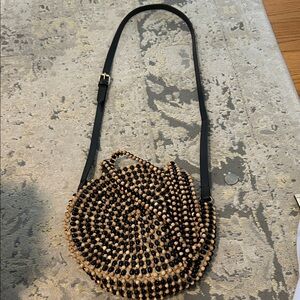 Black and Tan Beaded Women's Bag